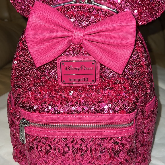 Minnie Mouse Sequin Loungefly Mini Backpack – Magenta - Picture 2 of 14